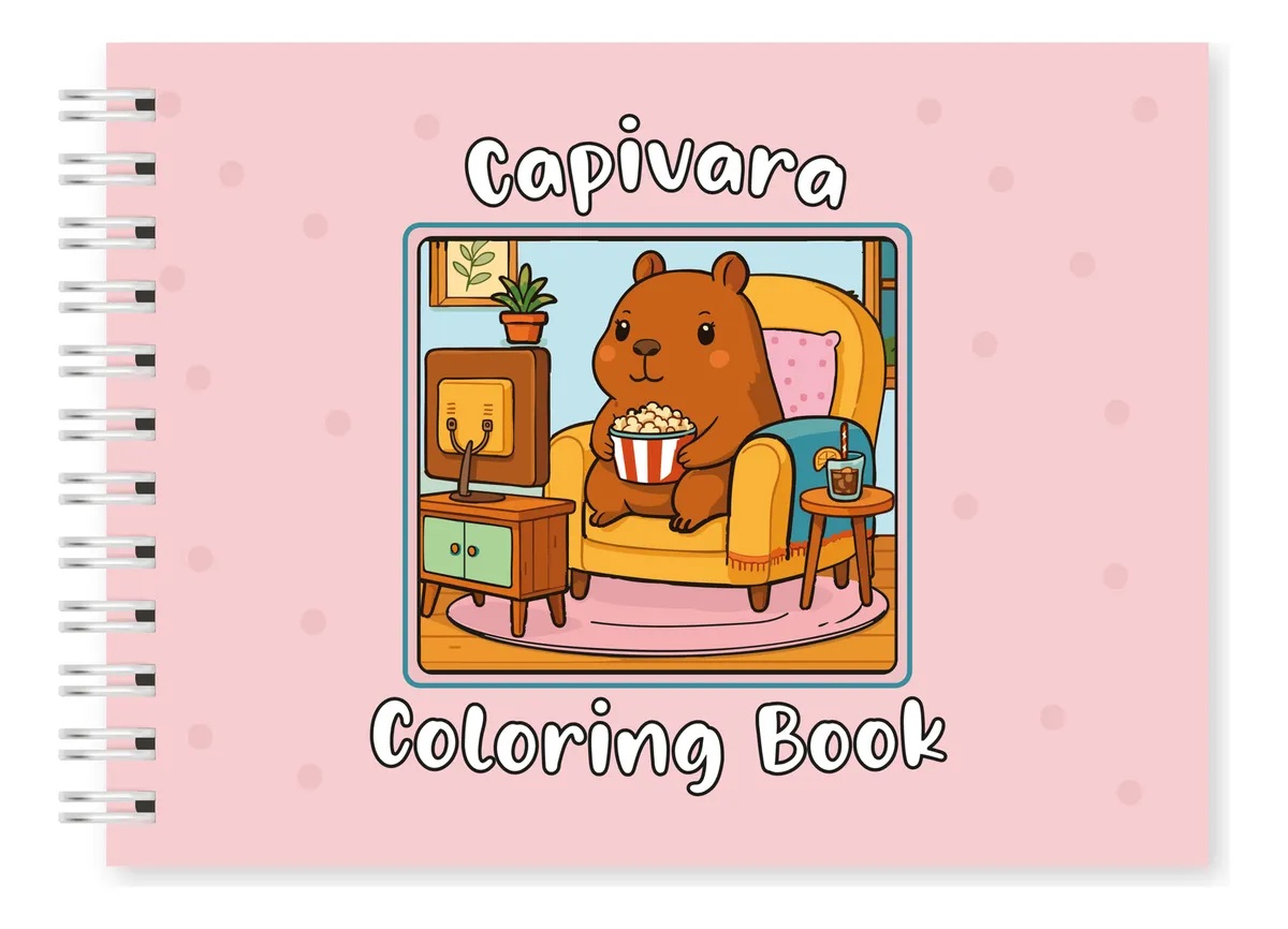 livro de colorir capivara 50 folhas capa dura 180g caderno rosa - Loja ...